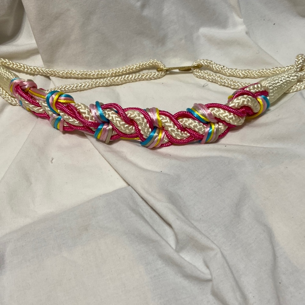 Vintage 80’s Rainbow Ribbon Belt 43” length, 17” closed
